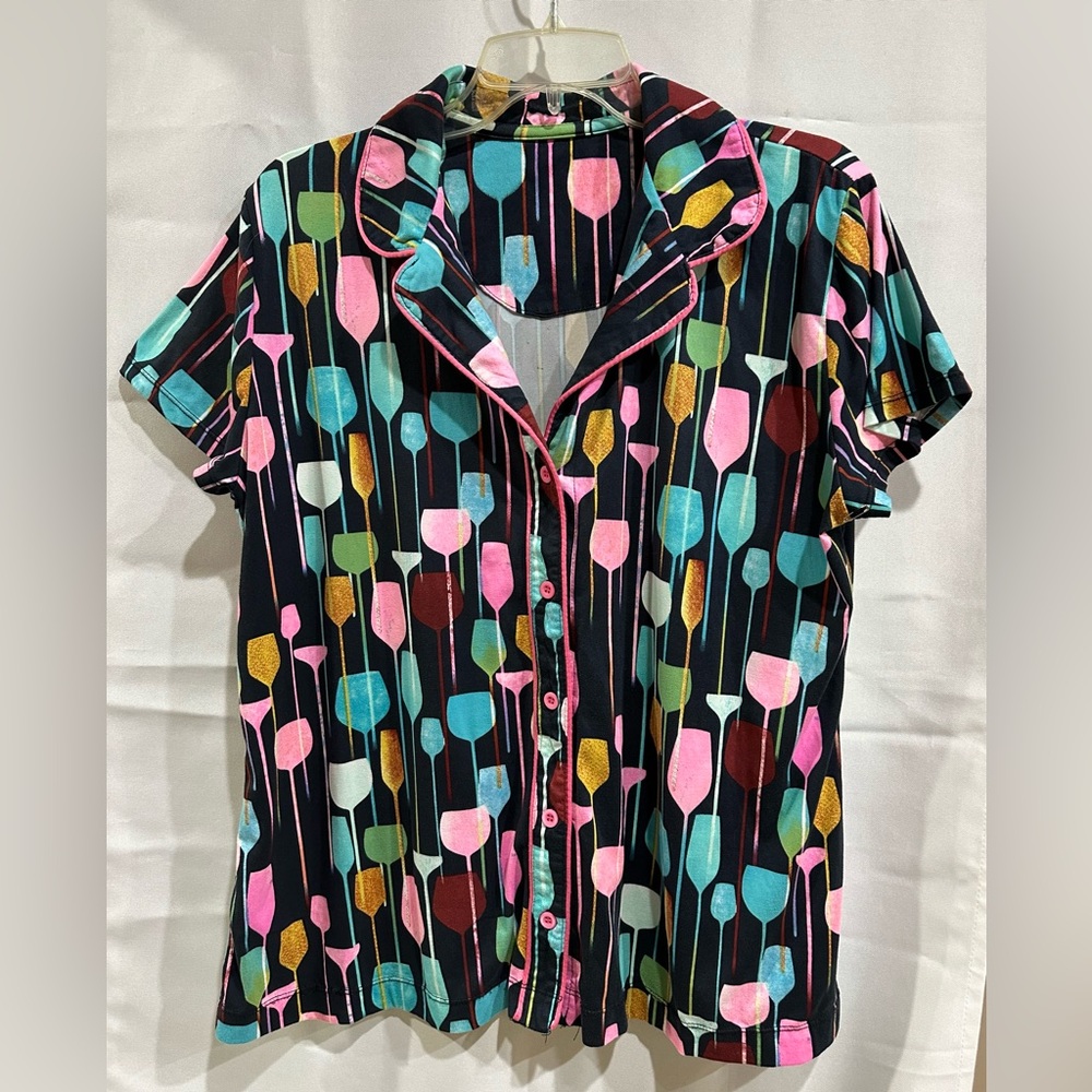 Boutique Multicolor “Wine glasses” Short Pajamas Set Size Large